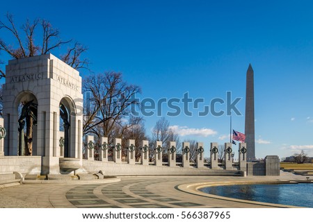 World War II Memorial and Washington Monument - Washington, D.C., USA