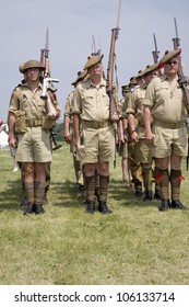 World War II Reenactment Of Troops At Attention Of Great Britain At Mid-Atlantic Air Museum World War II Weekend And Reenactment In Reading, PA Held June 18, 2008