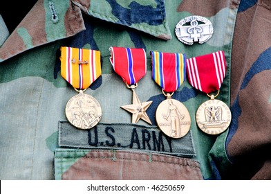 World War II Veteran Wearing His Medals