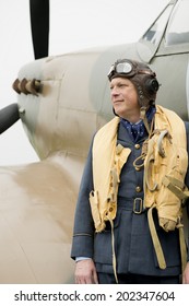 World War Two Fighter Pilot With Spitfire