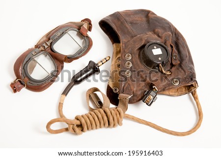 World War Two Flying Goggles and Helmet Stock photo © 