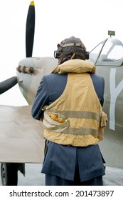 World War Two Pilot With Spitfire