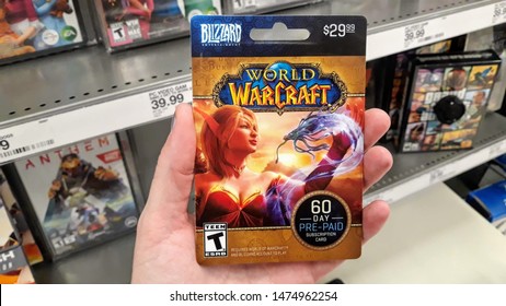 World Of Warcraft time card available for sale at Target in Peoria, Arizona / USA - August 9, 2019