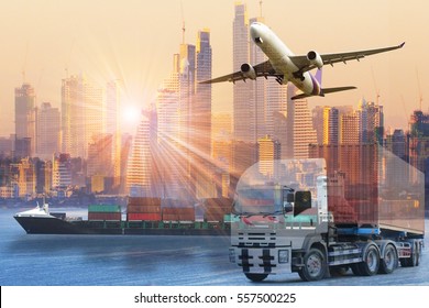 World Wide Cargo Transport Or Global Business Commerce Concept Or Import-export Commercial Logistic ,shipping Business Industry