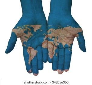 The world in your hand  Hands and world map