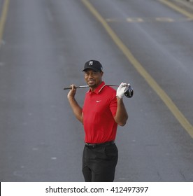 The world-famous golfer Tiger Woods has shot to the European continent in the Bosphorus Bridge. Istanbul, Turkey, 5 November 2015