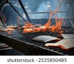 The worlds largest salmon barbecue in Fort Bragg, California