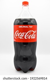 The world's most drinking cola brand, 2.5 liter plastic bottle Coca Cola sold in Turkey, Istanbul March 09 2019