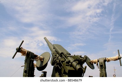 Worlds War 2 Anti Aircraft Gun Pointing Skywards