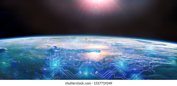 Worldwide Fast Internet Network Concept. Global  Business And Finance. The Fourth Industrial Revolution. Global Communications And Networking. Cryptocurrency Mining Digital Network. Mixed Media