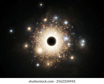 Wormhole in space. Singularity warps space. Another dimension. Black hole slows down the flow of time.