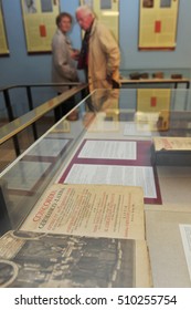 Worms, Germany - October 27, 2010 - Old People At Martin Luther Exhibition In Worms With Old Bible