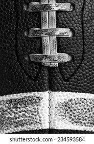 Worn American Football Close Up In Black And White