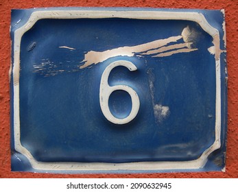 Worn And Dirty Blue Door Number 6