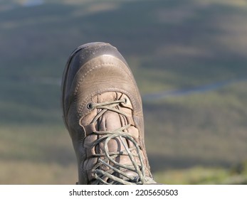 Worn Hiking Boots Close Up