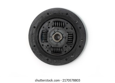 Worn Old Used Clutch Disc. Part Of Auto Transmission.Isolated On White Background