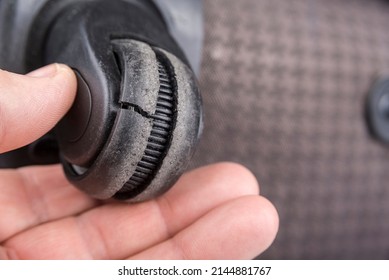 Worn Out Wheel On A Rolling Luggage Trunk