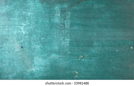 Worn Peeling Blathering Turquoise Paint On Wood