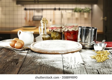 worn table and kitchen desk 