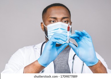 Worried African American Doctor Man Gown Stock Photo 1709877889 ...