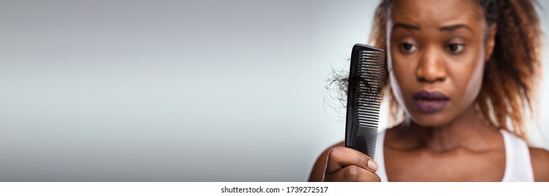 Worried African American Woman Hairfall And Hairloss 