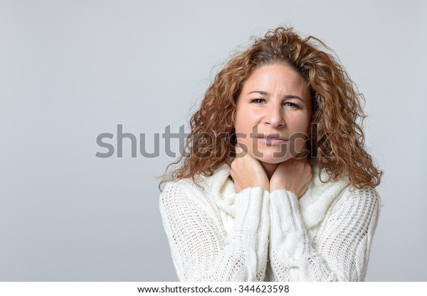 Worried Middle Aged Woman Looking Camera Stock Photo 344623598 ...