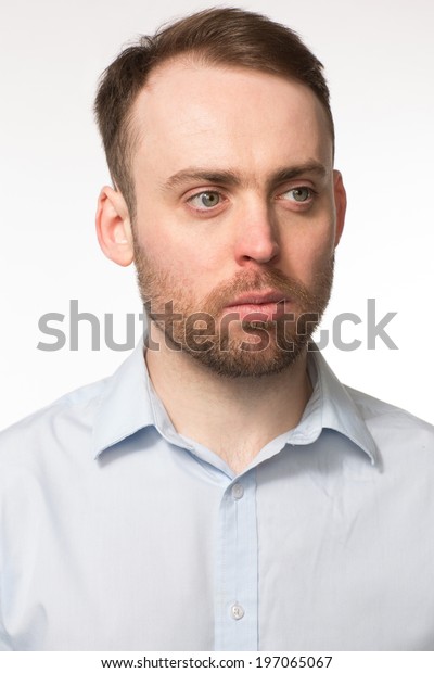 Worried Sad Young Man Sombre Expression Stock Photo 197065067 ...