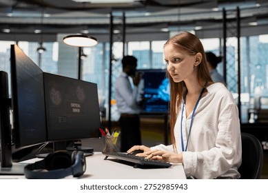 Worried young female programmer debugging code in office, looking for solutions to fix errors on screen. Frowning intern reviewing error logs at PC, trying to to resolve critical glitches - Powered by Shutterstock - Get 15% off with code: PIKWIZARD15