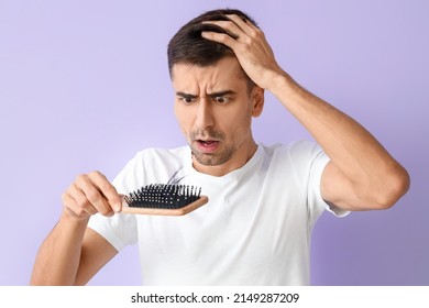 Worried Young Man Holding Brush Fallen Stock Photo 2149287209 ...