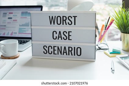 WORST CASE SCENARIO Text On Desk Table.business Plan And Solution