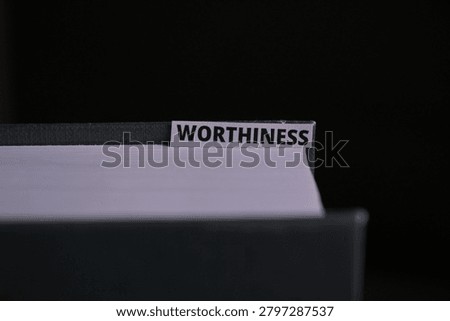 Worthiness Book Tab Symbolizing Self Esteem Confidence and Personal Values