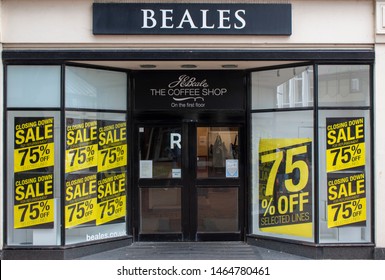 Worthing, West Sussex, UK, July 28, 2019, Beales Department Store Is A Chain Situated In The South Of England.