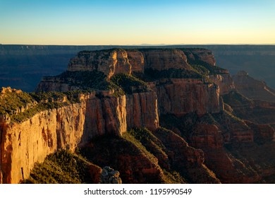 Wotans Throne at sunset in Grand Canyon National Park as seen from the Cape Royal overlook. - Shutterstock ID 1195990549