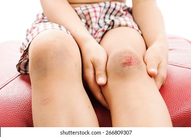 Wound On Boy Knee After Got Slip Accident