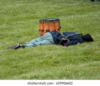 Wounded Union Soldier - Civil War Reenactment