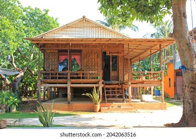 Woven bamboo house on stilts in Karimun Jawa Indonesia