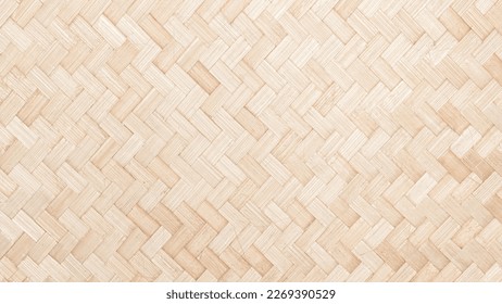 Woven bamboo wall Thai style pattern nature texture background.
				Basketry bamboo mat seamless pattern.
				 top view.