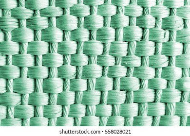 Woven Natural Straw Canvas Handicraft Bluish Green Color