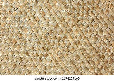 Woven Palm Mat Texture May Used As Background Natural Fiber Handmade Sheet Woven Bast Basket	