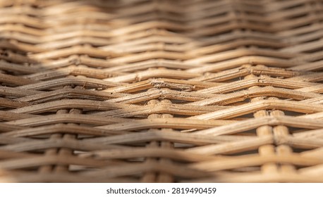 Woven wicker rattan pattern surface texture with wickerwork, background