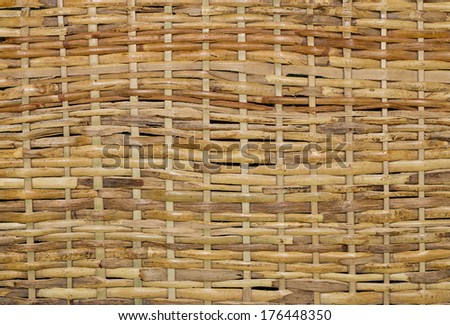Woven wood wicker fence panel suitable for crafts, picnic or gardening background or wallpaper