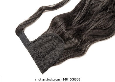 Wrap Round Clip In Wavy Jet Black Synthetic Ponytail Hair Extension