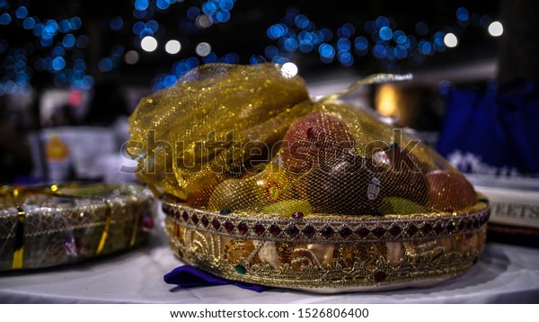 Wrapped Fruit Basket Gift Wedding Ritual Stock Photo Edit Now