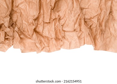 Wrapping Kraft Paper Isolated On White Background With Copy Space. Sustainable Packaging Concept, Wrapped Paper As Background. Selective Focus