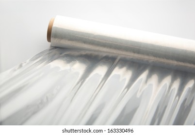 Wrapping plastic stretch film background.