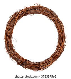 Wreath woven from the branches of the vine isolated