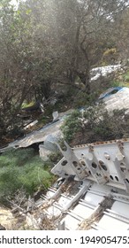 Wreckage of a crashed plane