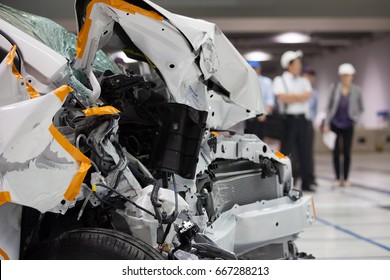 Wrecked Car After A Crash Test.