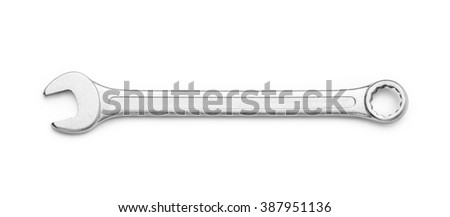 Wrench isolated on white background. Top view. Clipping path included.