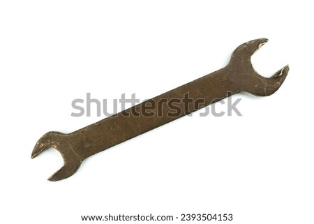 Wrench isolated on white. Tools. Top view